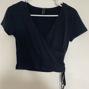 Forever 21 Black Wrap Crop Blouse